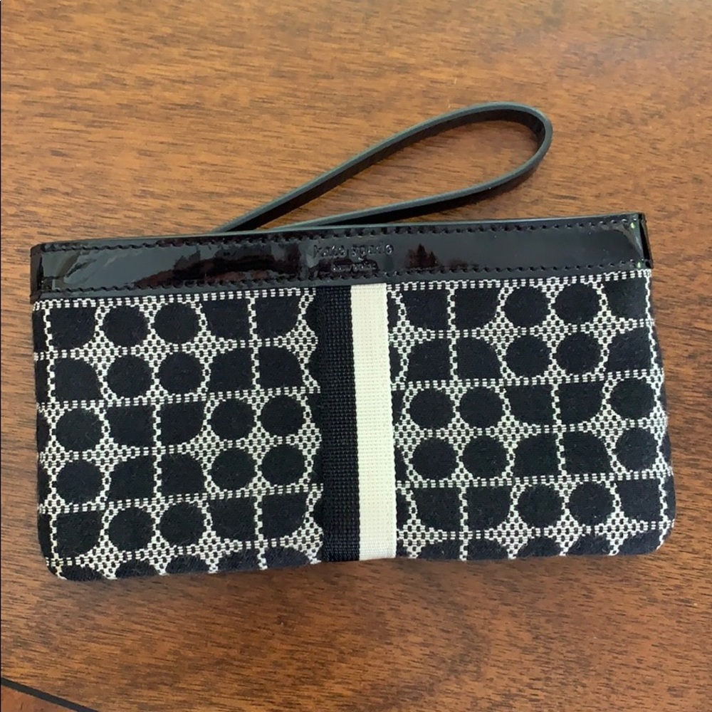 Kate Spade canvas and patent leather pouch